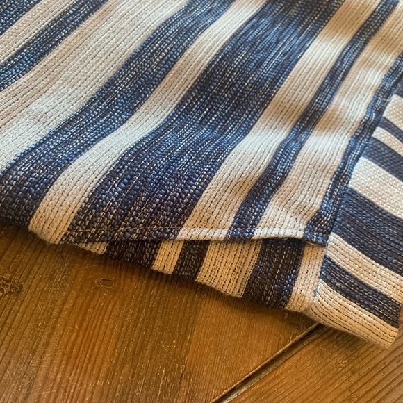 PIM + LARKIN Blue and Off White Striped Textured Mini Skirt Medium - Picture 6 of 9